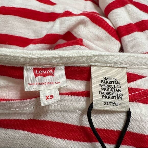 LEVI’S ROSE EMBROIDERED STRIPE 3/4 SLEEVE RELAXED FIT‎ SHIRT - Picture 9 of 11